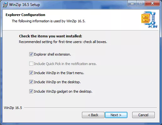 Winzip installation