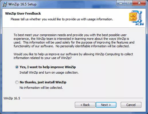 Winzip installation and configuration