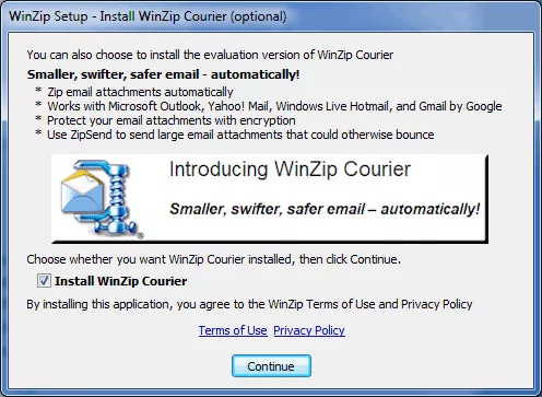 Winzip installation and configuration