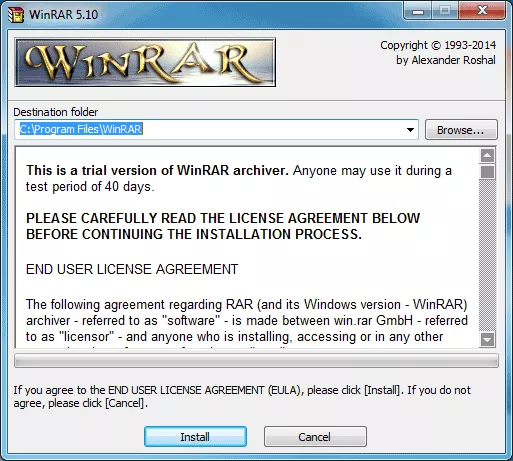 Winrar installation