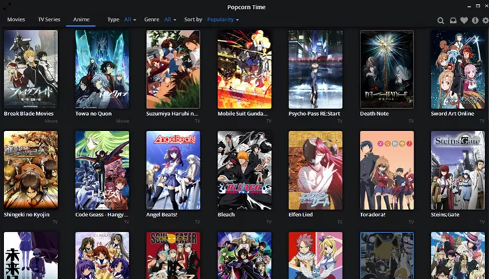 PopCorn Time Anime screenshot